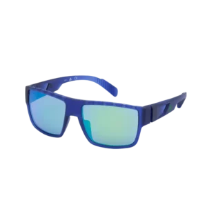 Adidas Injected Sport Flat Top Square Sunglasses W/ Green Mirror Lens
