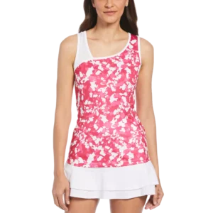 Grand Slam Camo Floral Print Asymmetrical Tennis Tank Top