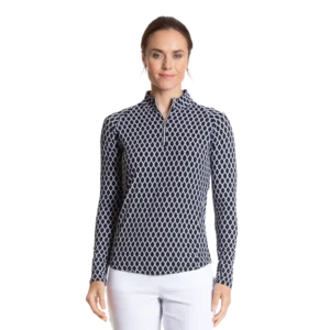 Cool Birdie Trellis Print Sun Protection Quarter Zip Pull Over