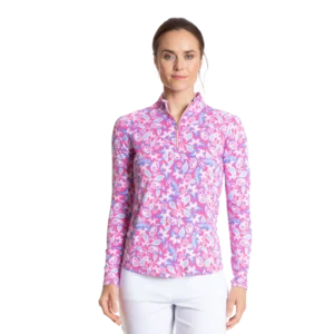 Cool Birdie Floral Sun Protection Quarter Zip Pull Over