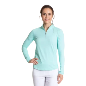Cool Birdie Solid Seafoam Cooling Quarter Zip Pull Over