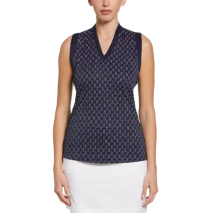 PGA TOUR Apparel Essential Geo Print Sleeveless Golf Shirt