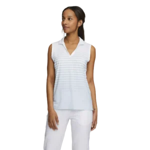 PUMA Mattr Striped Sleeveless Polo Shirt