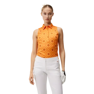 J. Lindeberg Dena Mod Geo Print Sleeveless Polo Shirt