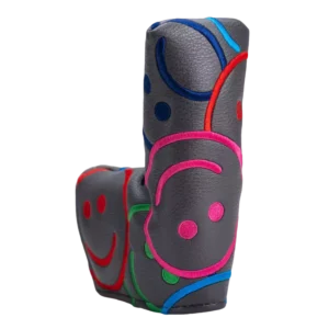 Pins & Aces Gray Colorful Smiley Blade Putter Cover