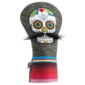Pins & Aces Mustache Sugar Skull Green Camo Driver Headcover