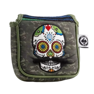 Pins & Aces Mustache Sugar Skull Green Camo Mallet Putter Cover