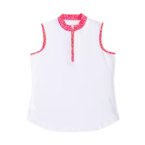 Contrast Trim Sleeveless Polo Shirt
