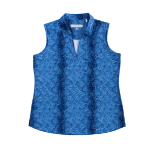 Snake Print Sleeveless Polo Shirt