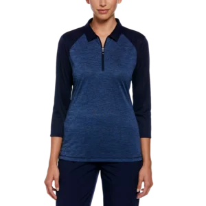 Horizontal Texture Quarter Zip Polo Shirt