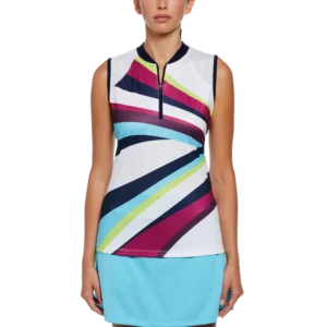 Bold Stripe Sleeveless Quarter Zip Top