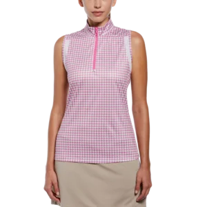 Geo Print Mock Neck Sleeveless Golf Top