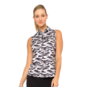Keystone Camo Print Sleeveless Polo Shirt