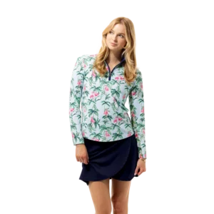 Flamingo Palm SolTek Quarter Zip Pull Over