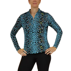 Leopard Print Quarter Zip Pull Over