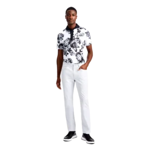 Photo Floral Tech Jersey Modern Spread Collar Polo