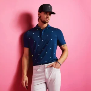 Embroidered Skull & Tee Tech Jersey Golf Polo