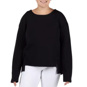 Quilted Boat Neck Long Sleeve Top