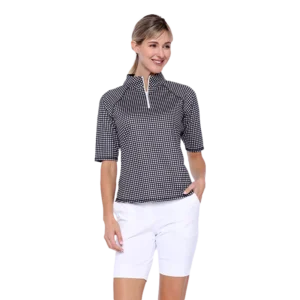 Reversible Gingham Quarter Zip Pull Over