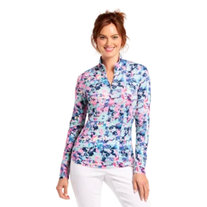 Serenity Floral Print Quarter Zip Pull Over