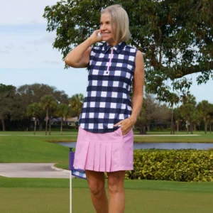 Checkerboard Sleeveless Polo Shirt