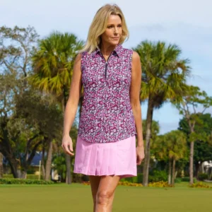 Blissful Floral Sleeveless Polo Shirt