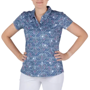 Leaf Print Short Sleeve Polo Shirt
