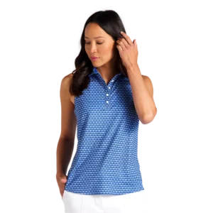 MATTR Palm Deco Sleeveless Polo Shirt