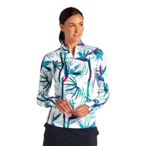YOU-V Birds of Paradise Quarter Zip Pull Over