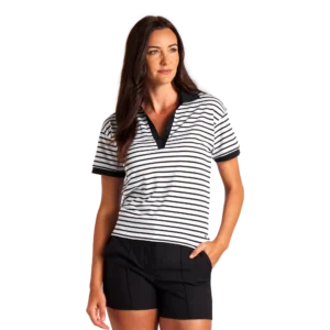 Everyday Striped Pique Short Sleeve Polo Shirt
