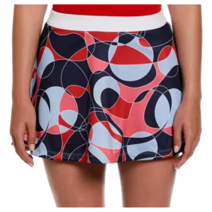 Spring Linear Circle Print 14" Skort