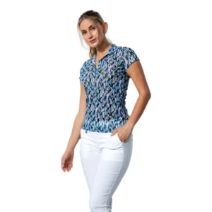 Digne Geo Print Cap Sleeve Polo Shirt
