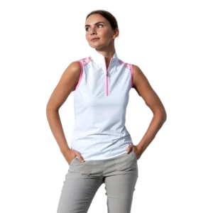 Perguia Shoulder Print Sleeveless Polo Shirt