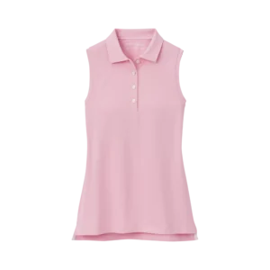 Banded Button Up Sleeveless Polo Shirt