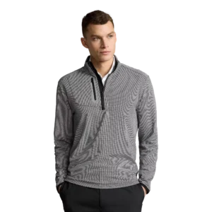 Classic Fit Houndstooth Jersey Quarter Zip Pullover