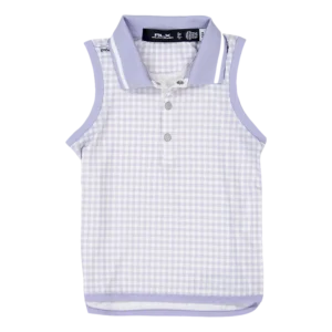 Girls Gingham Sleeveless Jersey Polo Shirt