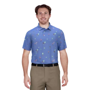Flamingo Print Golf Polo