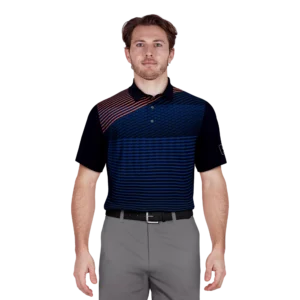 Asymmetric Linear Print Golf Polo