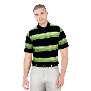 Birdseye Stripe Print Golf Polo