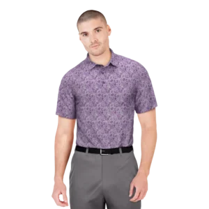 Brush Stroke Floral Print Golf Polo