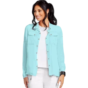 Silkience Long Sleeve Button Up Top