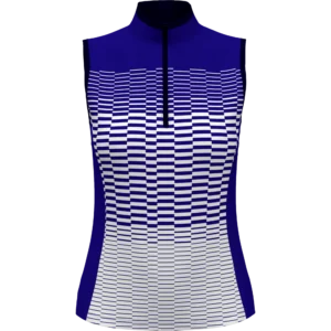 Checker Sleeveless Quarter Zip Mock Neck Top