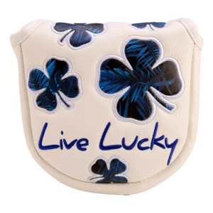 Live Lucky White & Navy Flower Clover Mallet Putter Cover