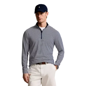 Striped Jersey Quarter-Zip Pullover