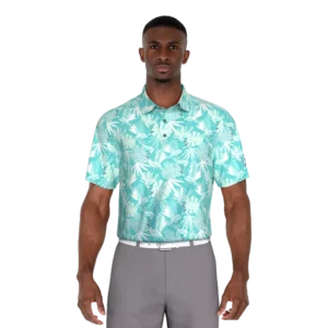 Stencil Tropical Print Golf Polo